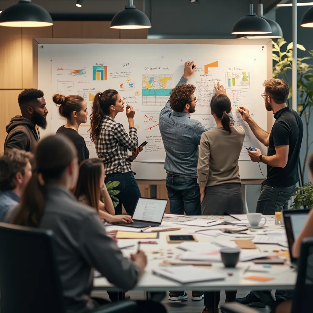 Tým spolupracující na designovém projektu